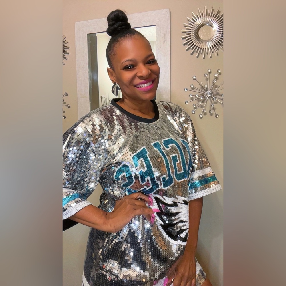 Sale‼️Philadelphia Eagles sequin shirt dress - Picture 3 of 11